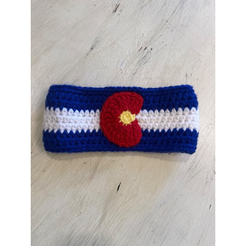Wild Hats Colorado Flag Headband Unisex OS Crochet Ear Warmer Blue White Red